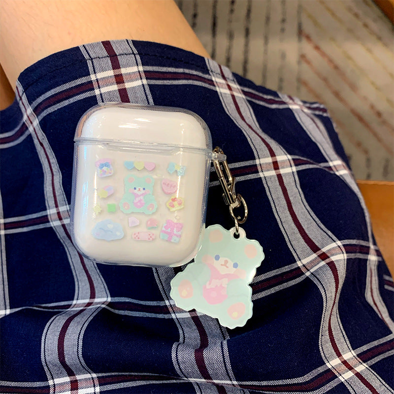 Pastel Stickers Soft AirPods Case with chain