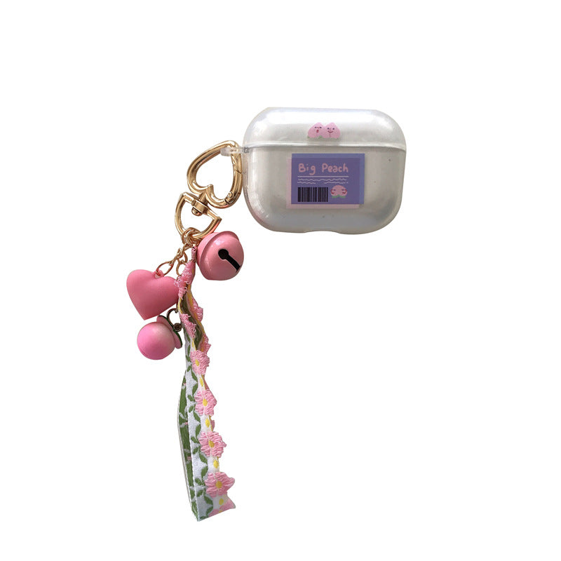 Big Peach Transparent with Chain Airpods Case