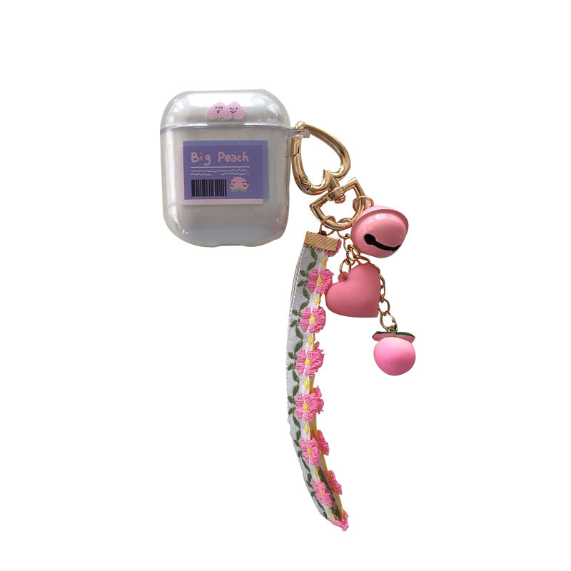 Big Peach Transparent with Chain Airpods Case