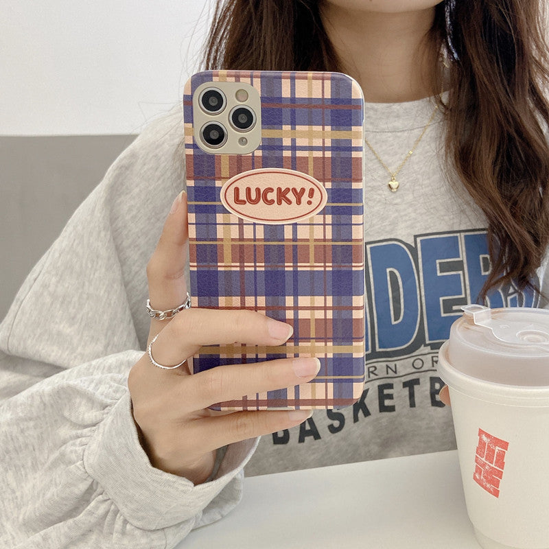 LUCKY! Plaid Graphic iPhone Case