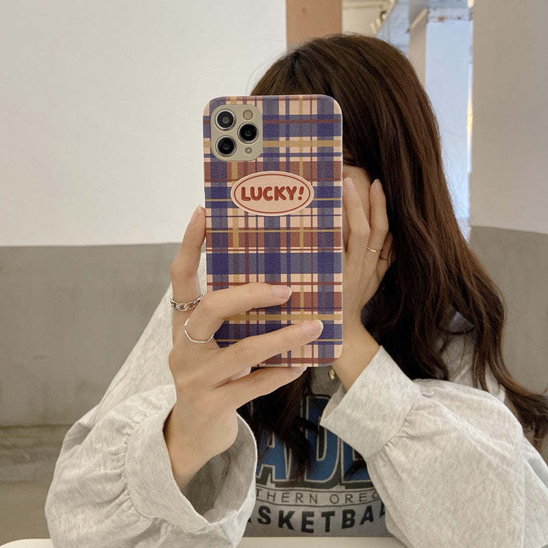 LUCKY! Plaid Graphic iPhone Case