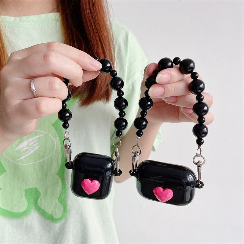 Pink Heart Black Pearl Case