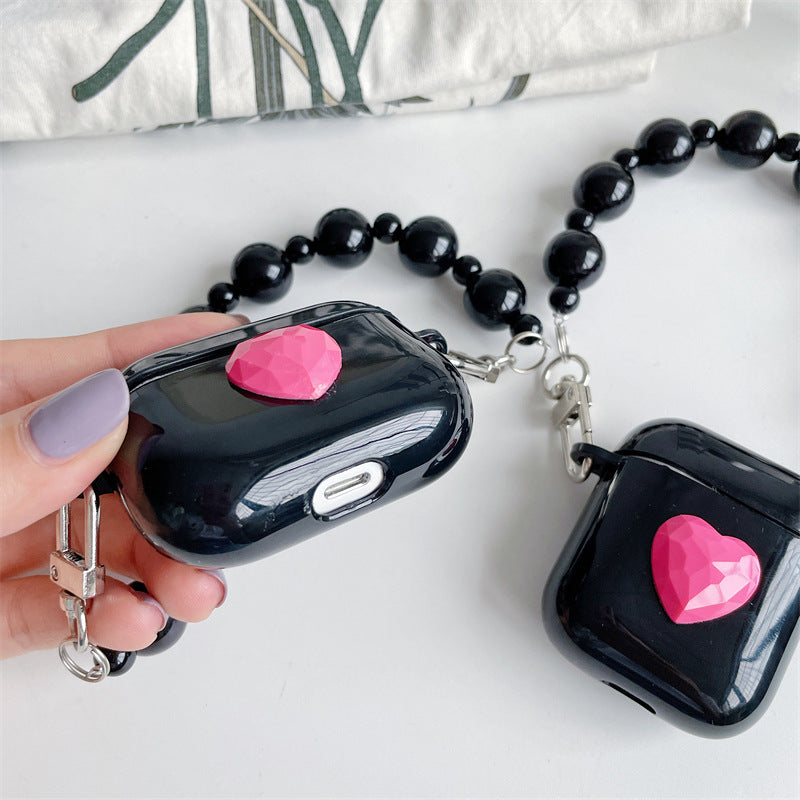 Pink Heart Black Pearl Case