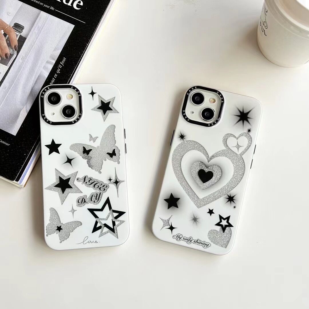 Starry Gradient Heart Glitter Case