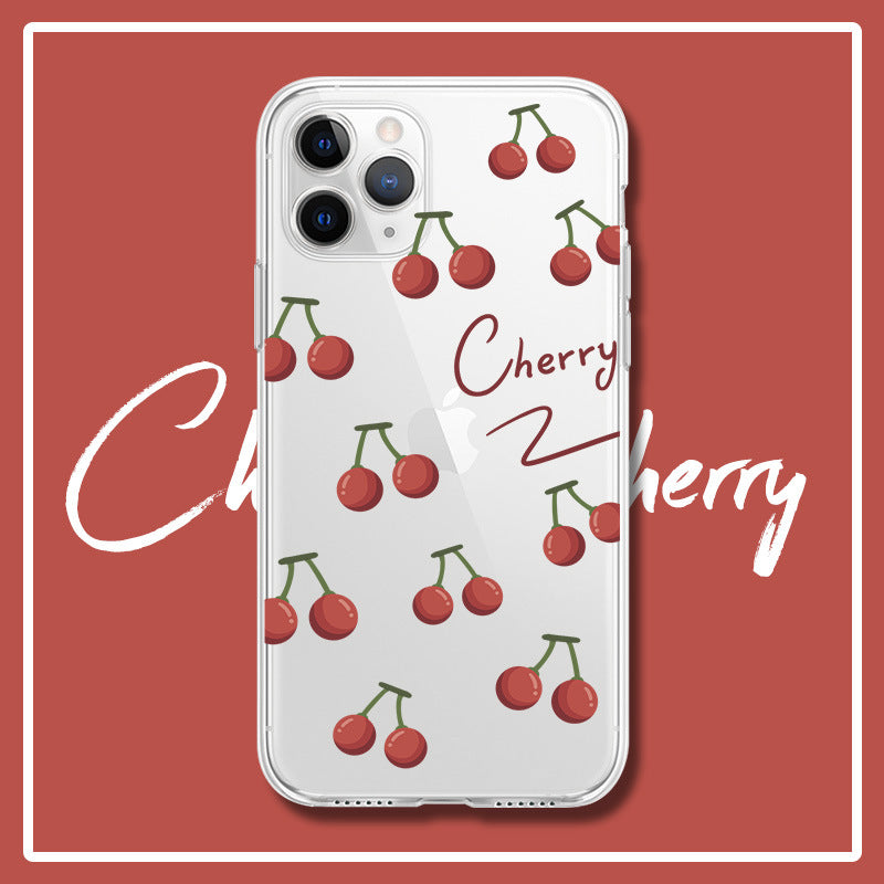 Cherry Print Transparent iPhone Case