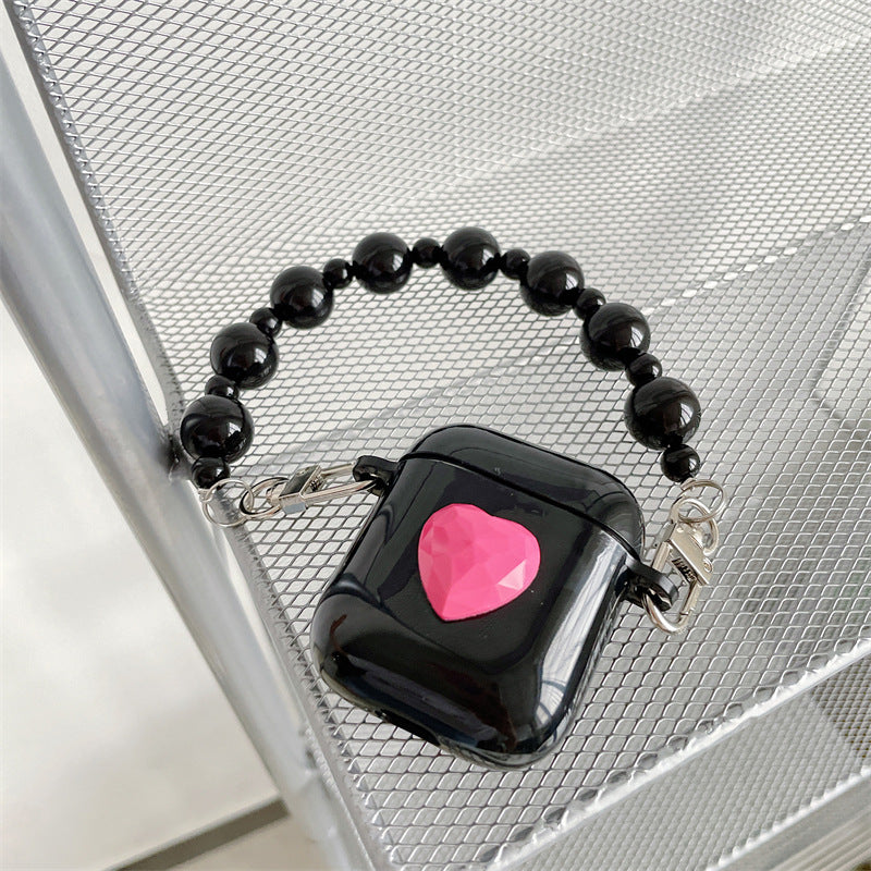 Pink Heart Black Pearl Case