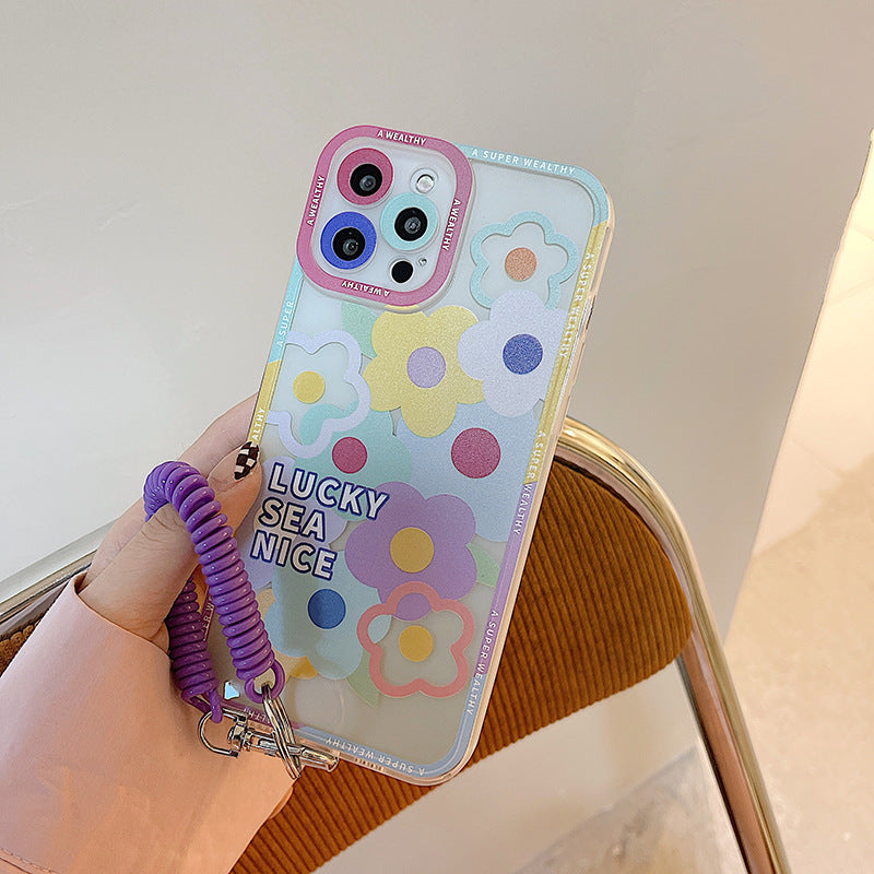 Pastel Flower Transparent with chain Case