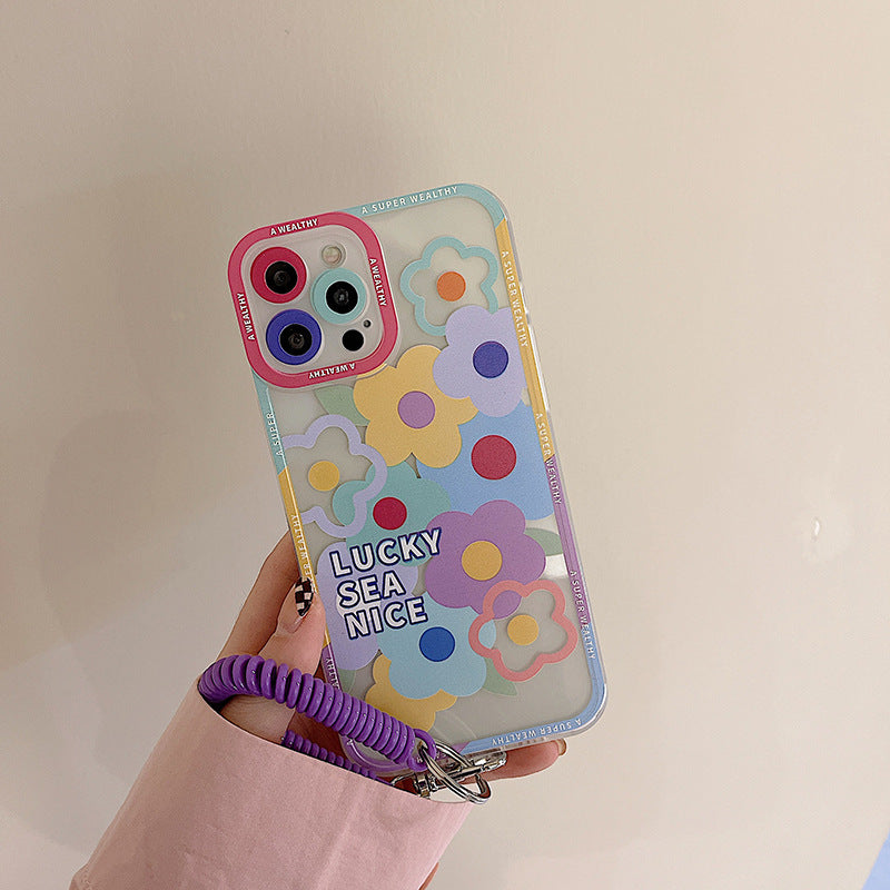 Pastel Flower Transparent with chain Case