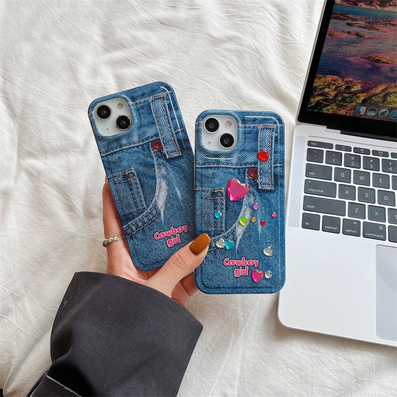 Bubble Heart Denim Case