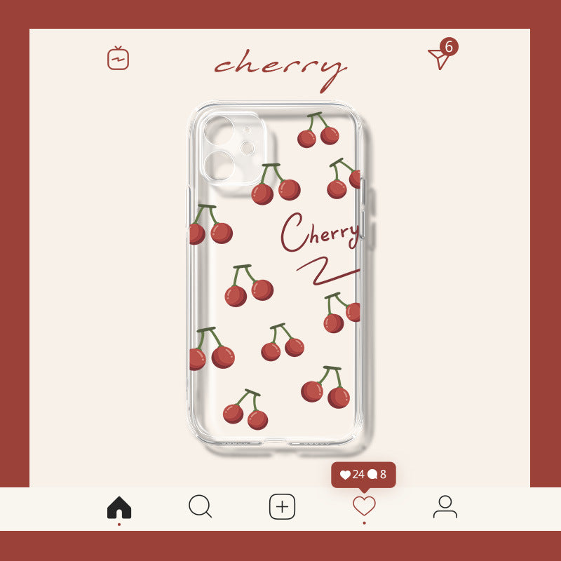 Cherry Print Transparent iPhone Case