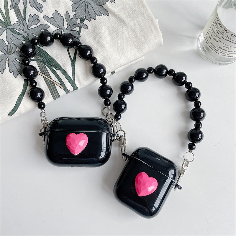 Pink Heart Black Pearl Case