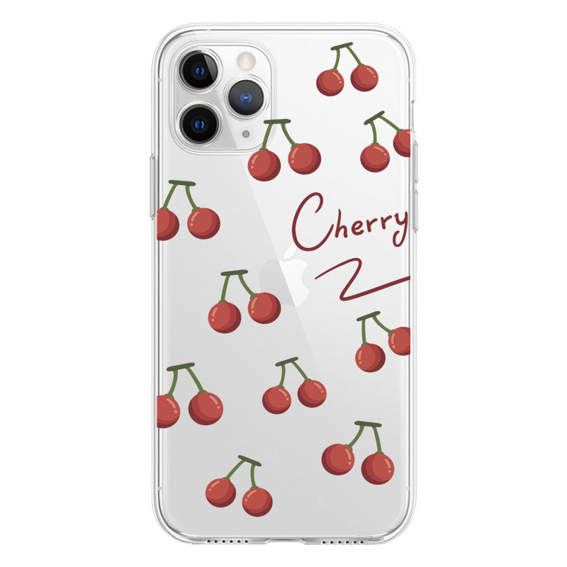 Cherry Print Transparent iPhone Case