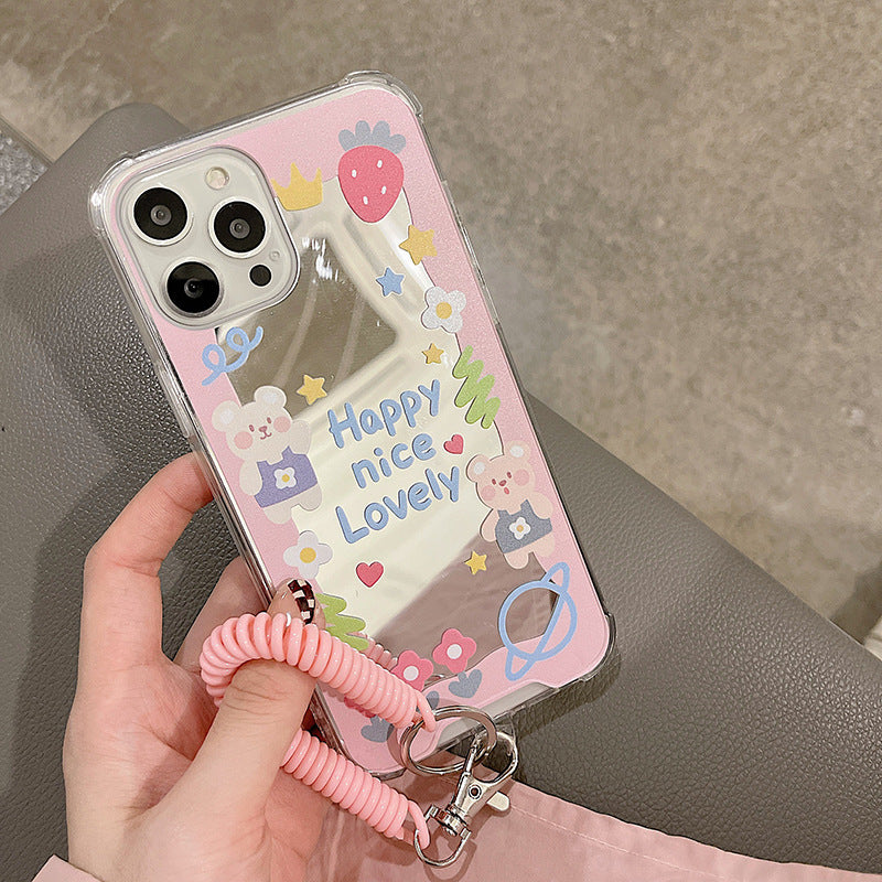 Happy Nice Lovely Pastel Pink Mirror Case