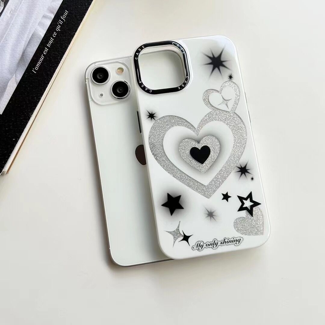 Starry Gradient Heart Glitter Case