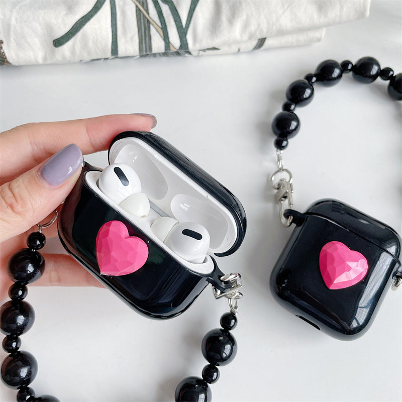 Pink Heart Black Pearl Case