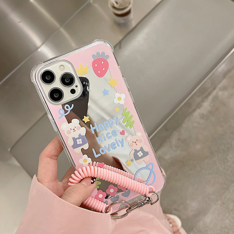 Happy Nice Lovely Pastel Pink Mirror Case