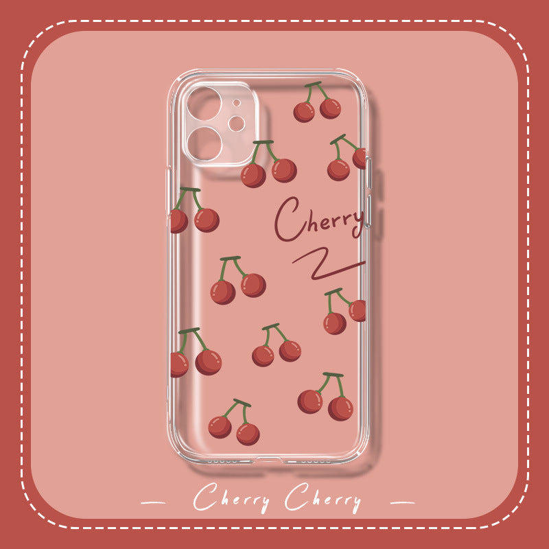 Cherry Print Transparent iPhone Case