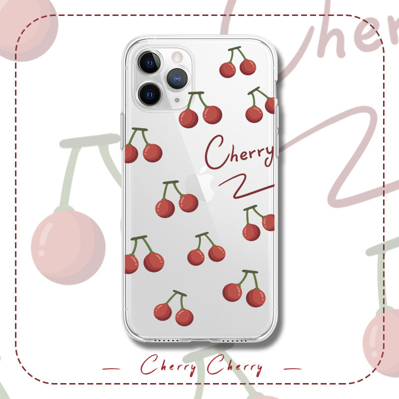 Cherry Print Transparent iPhone Case