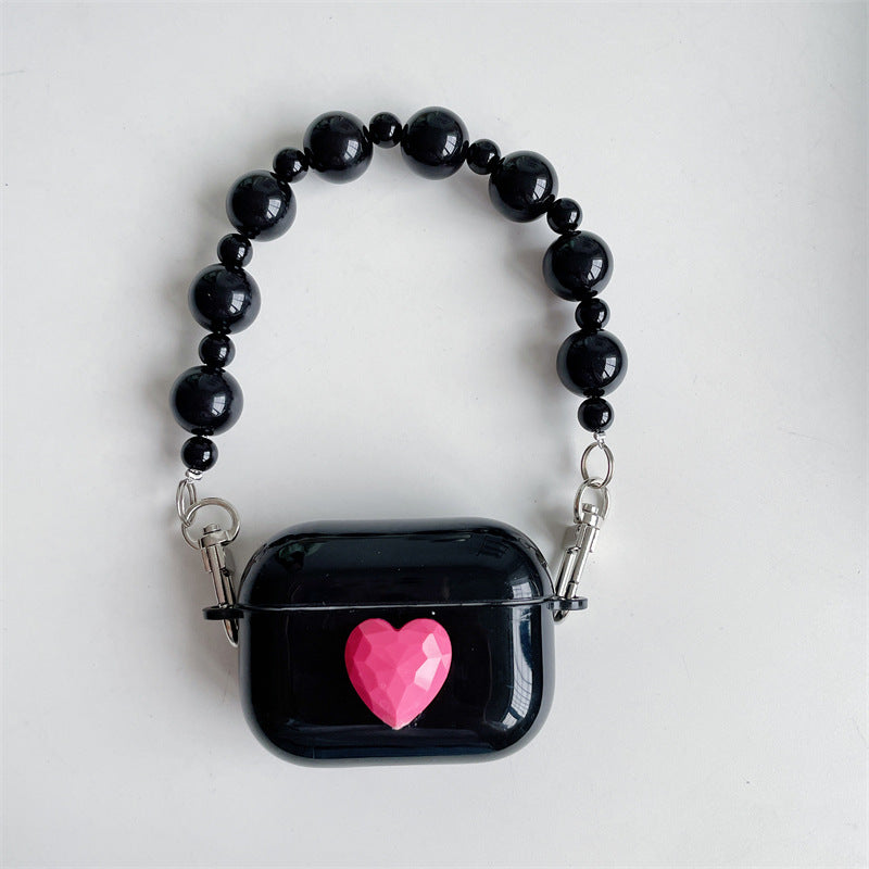 Pink Heart Black Pearl Case