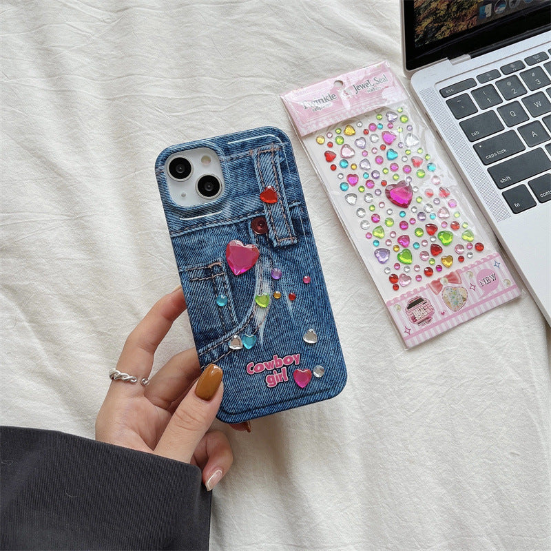 Bubble Heart Denim Case