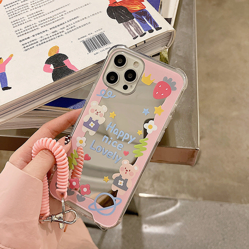 Happy Nice Lovely Pastel Pink Mirror Case