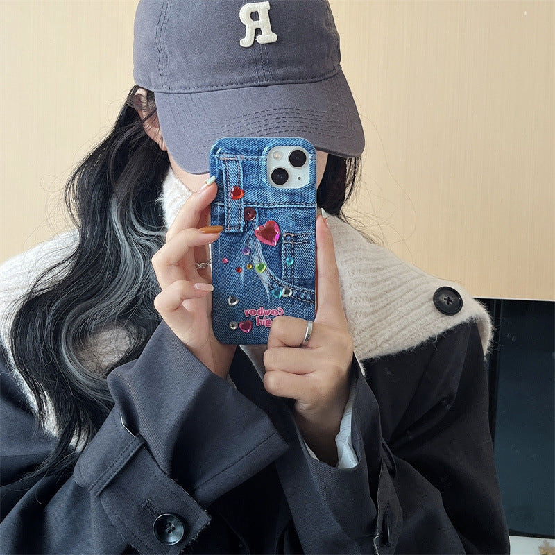 Bubble Heart Denim Case