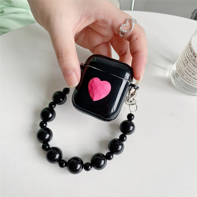 Pink Heart Black Pearl Case