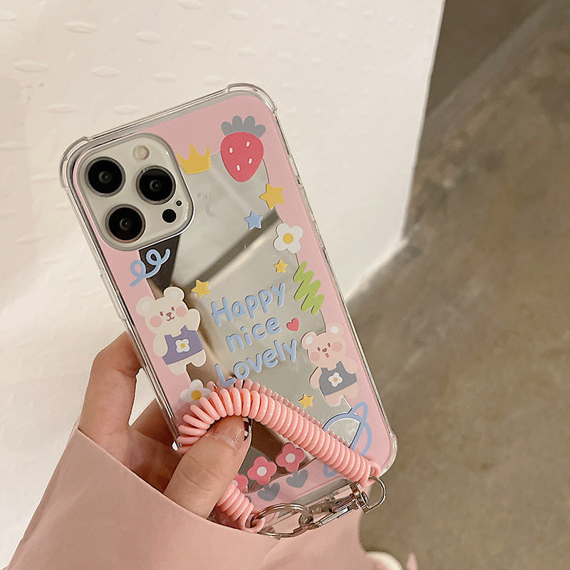 Happy Nice Lovely Pastel Pink Mirror Case