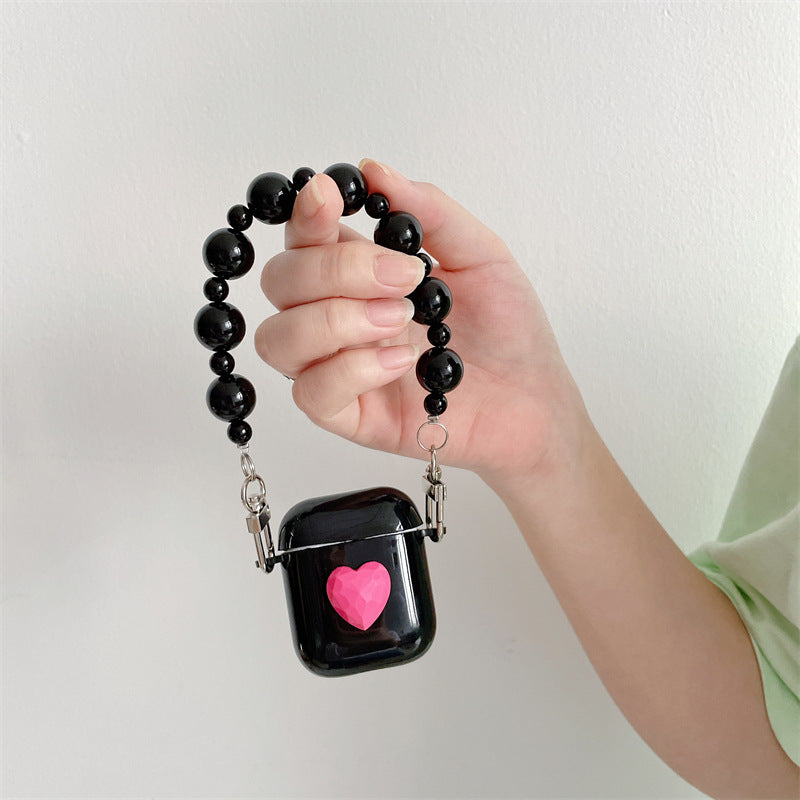 Pink Heart Black Pearl Case