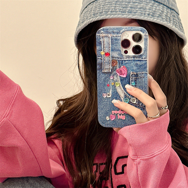 Bubble Heart Denim Case