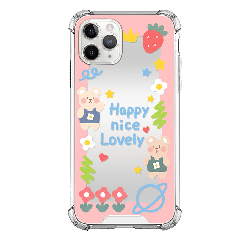 Happy Nice Lovely Pastel Pink Mirror Case