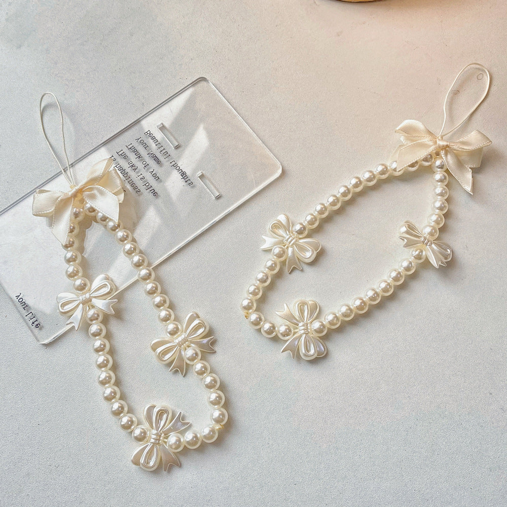 Pearl Ribbon Phone Charm