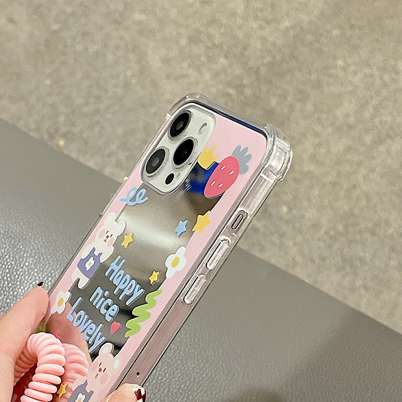 Happy Nice Lovely Pastel Pink Mirror Case