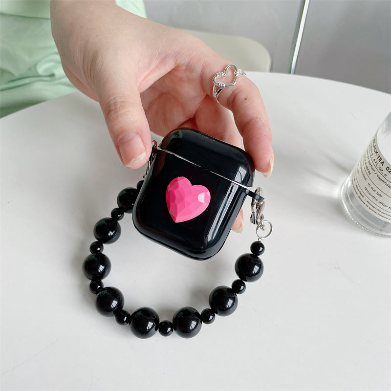 Pink Heart Black Pearl Case