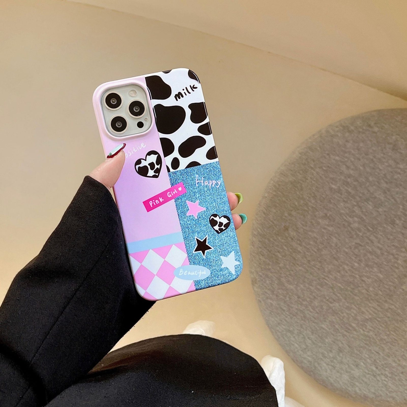 Cow Print Heart Case