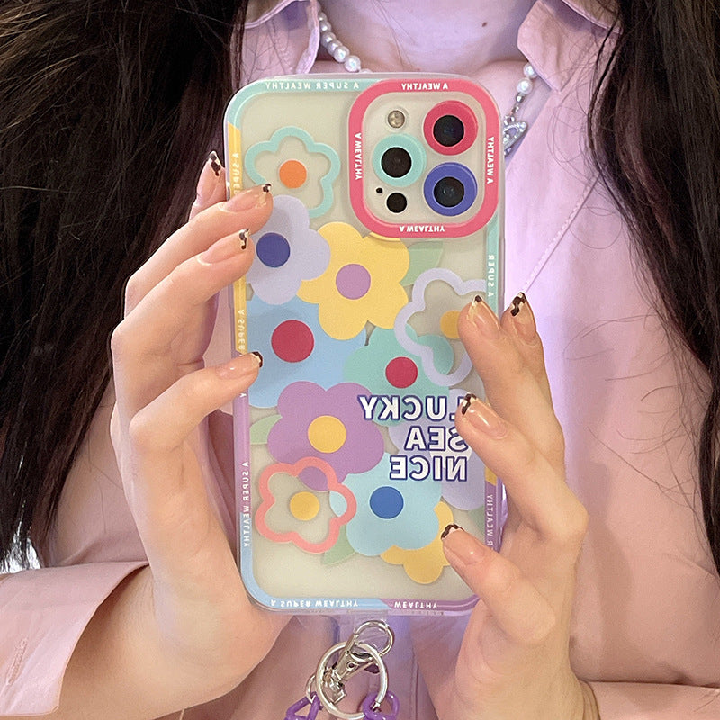 Pastel Flower Transparent with chain Case